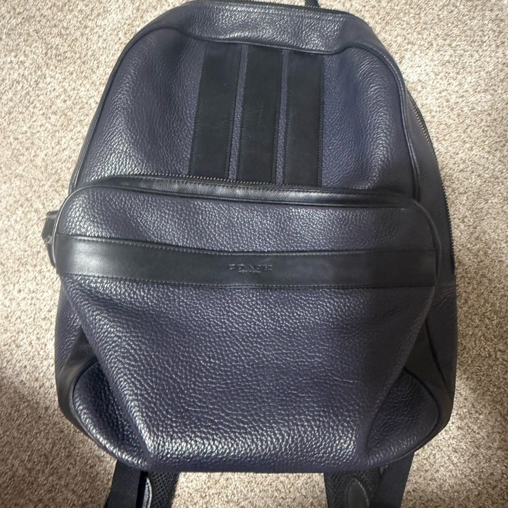 Coach Navy and Black Leather Backpack